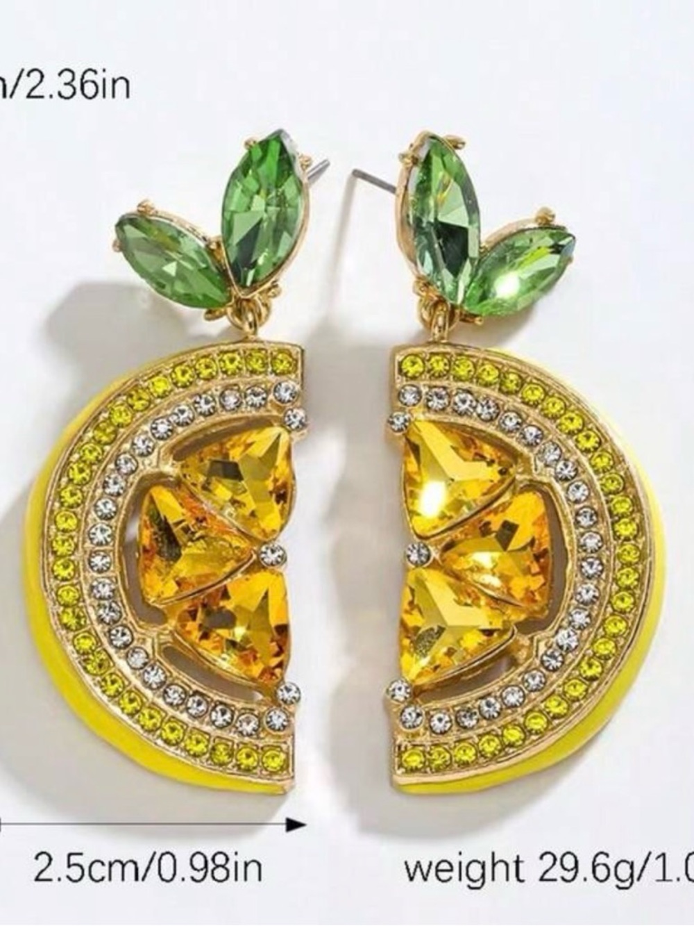 Gold-Tone Yellow & Green Crystal Slice Drop Earrings - Picture 2 of 5